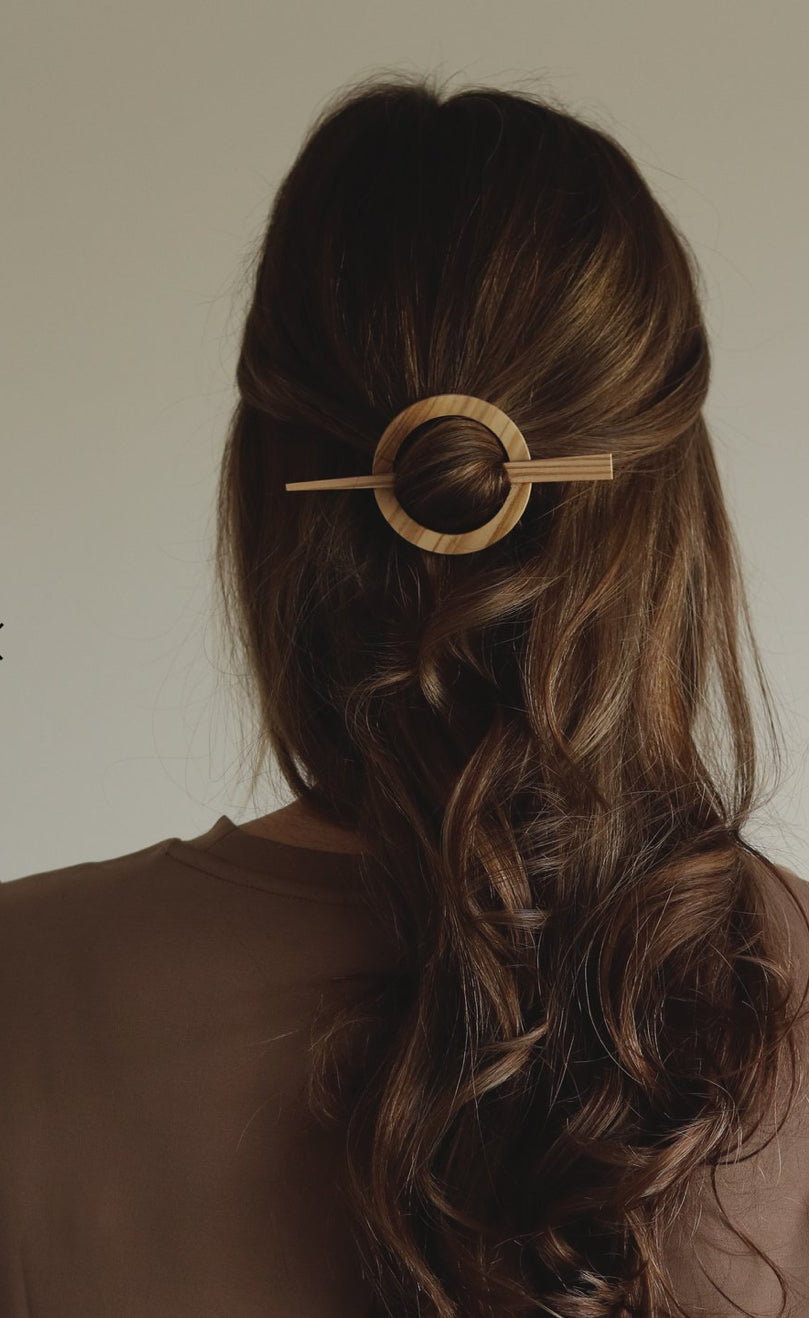 Walnut & Olive wood hair clips