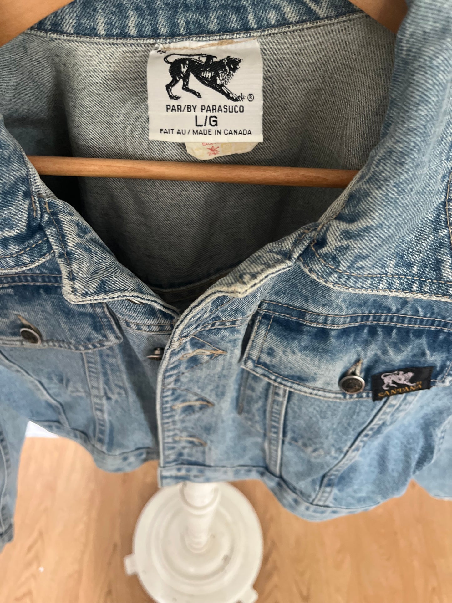 VINTAGE DENIM! Made in Canada Parasuco denim jacket 100% cotton SIZE large