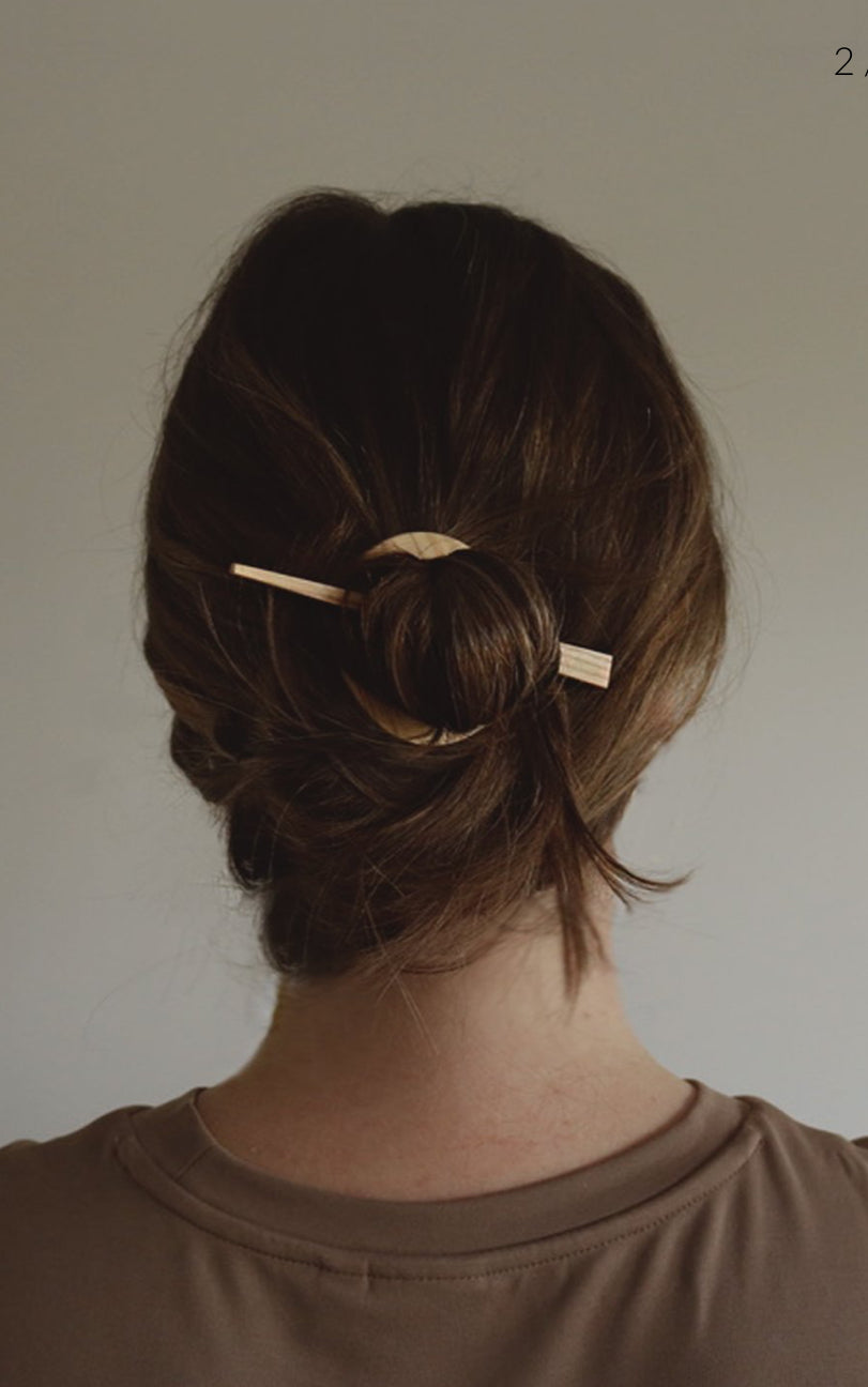 Walnut & Olive wood hair clips