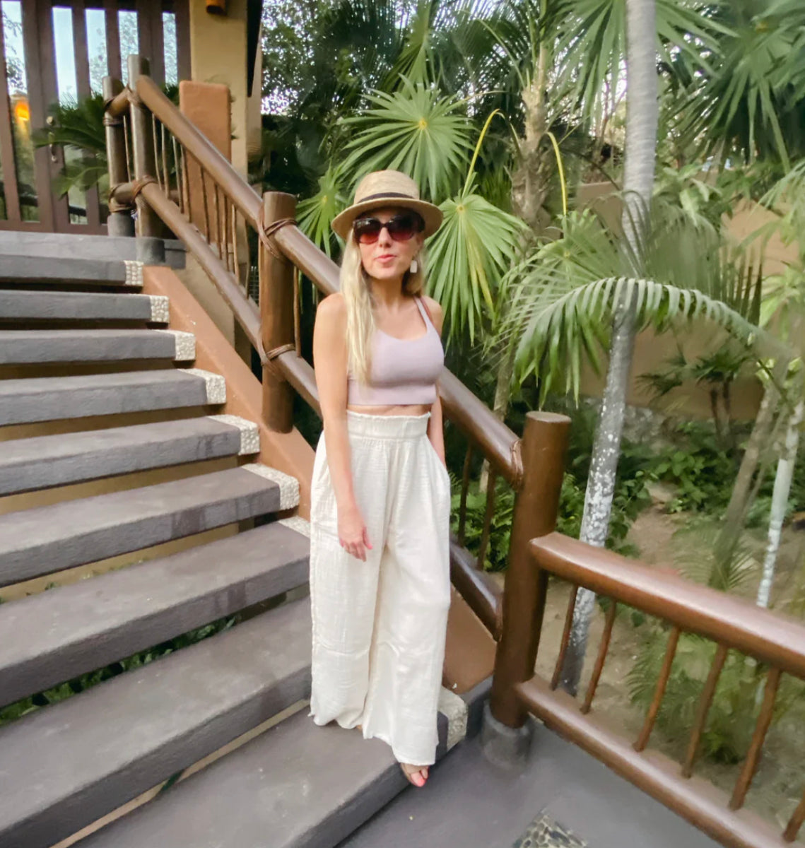 Crinkle Palazzo Pants