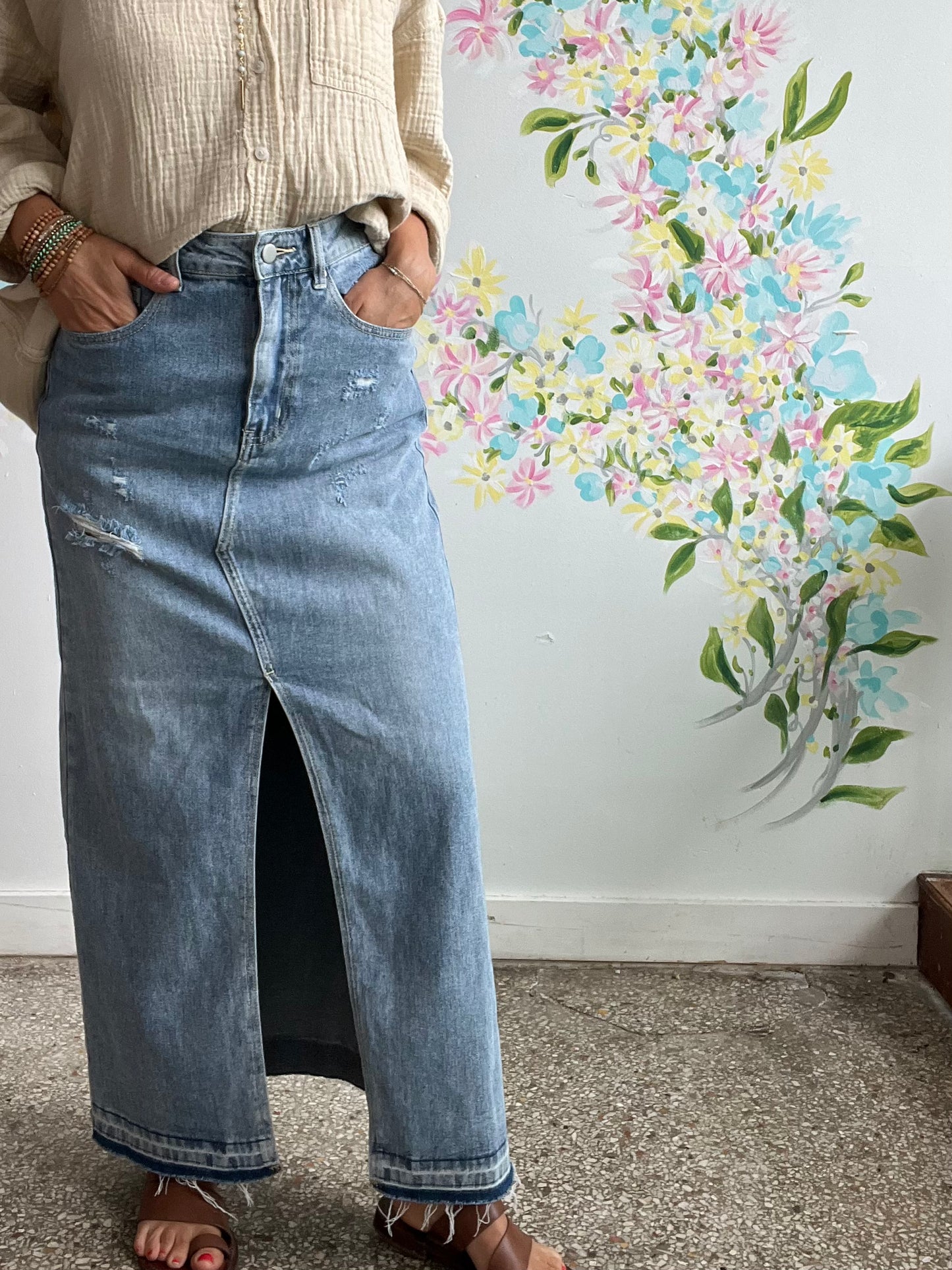 Denim skirt by Ya Ya & Co. NO SIZE fits like a medium