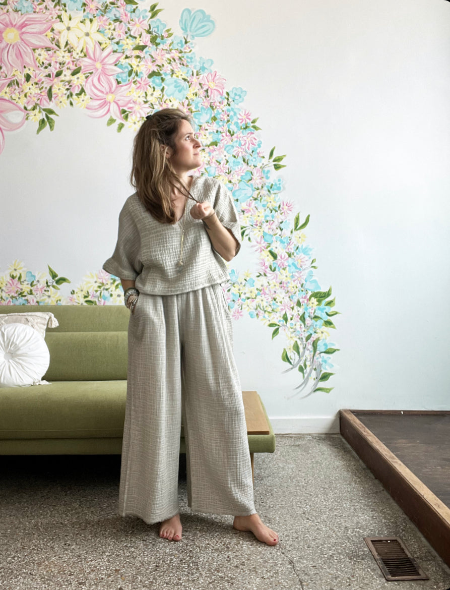 Crinkle Palazzo Pants