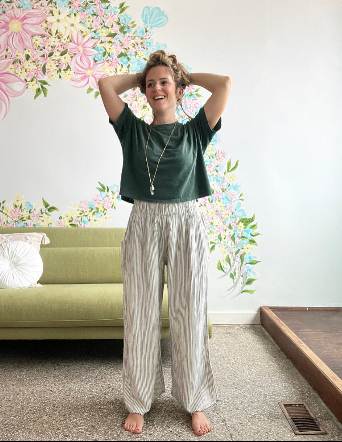Crinkle Palazzo Pants