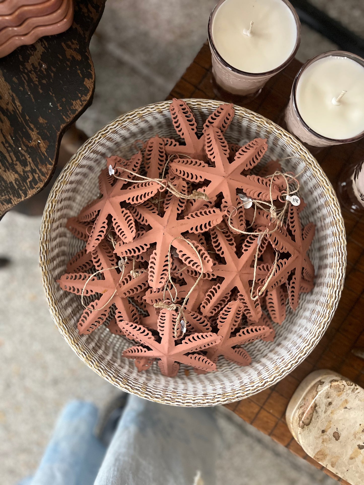 Deep Blush toned star ornaments
