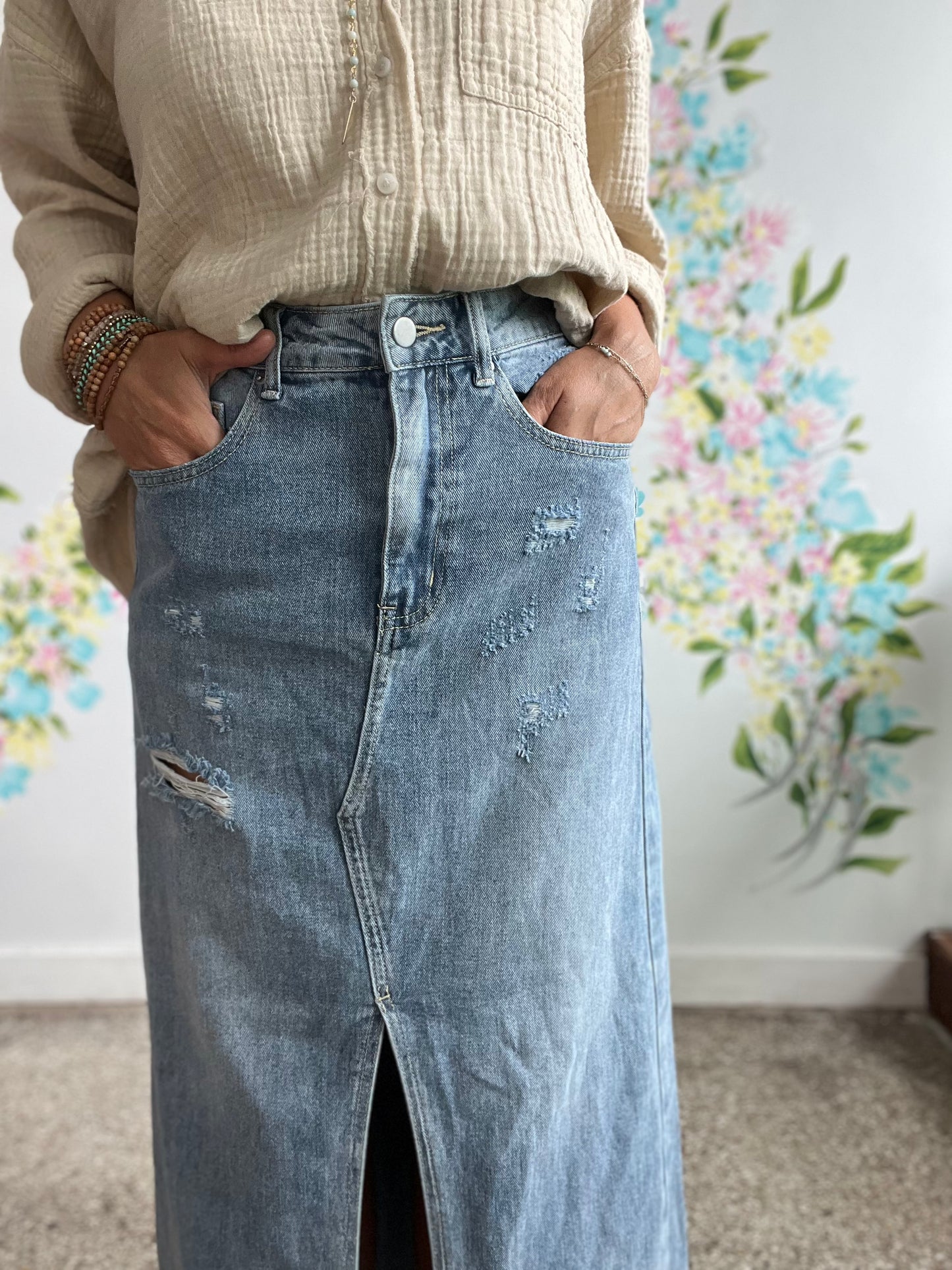 Denim skirt by Ya Ya & Co. NO SIZE fits like a medium