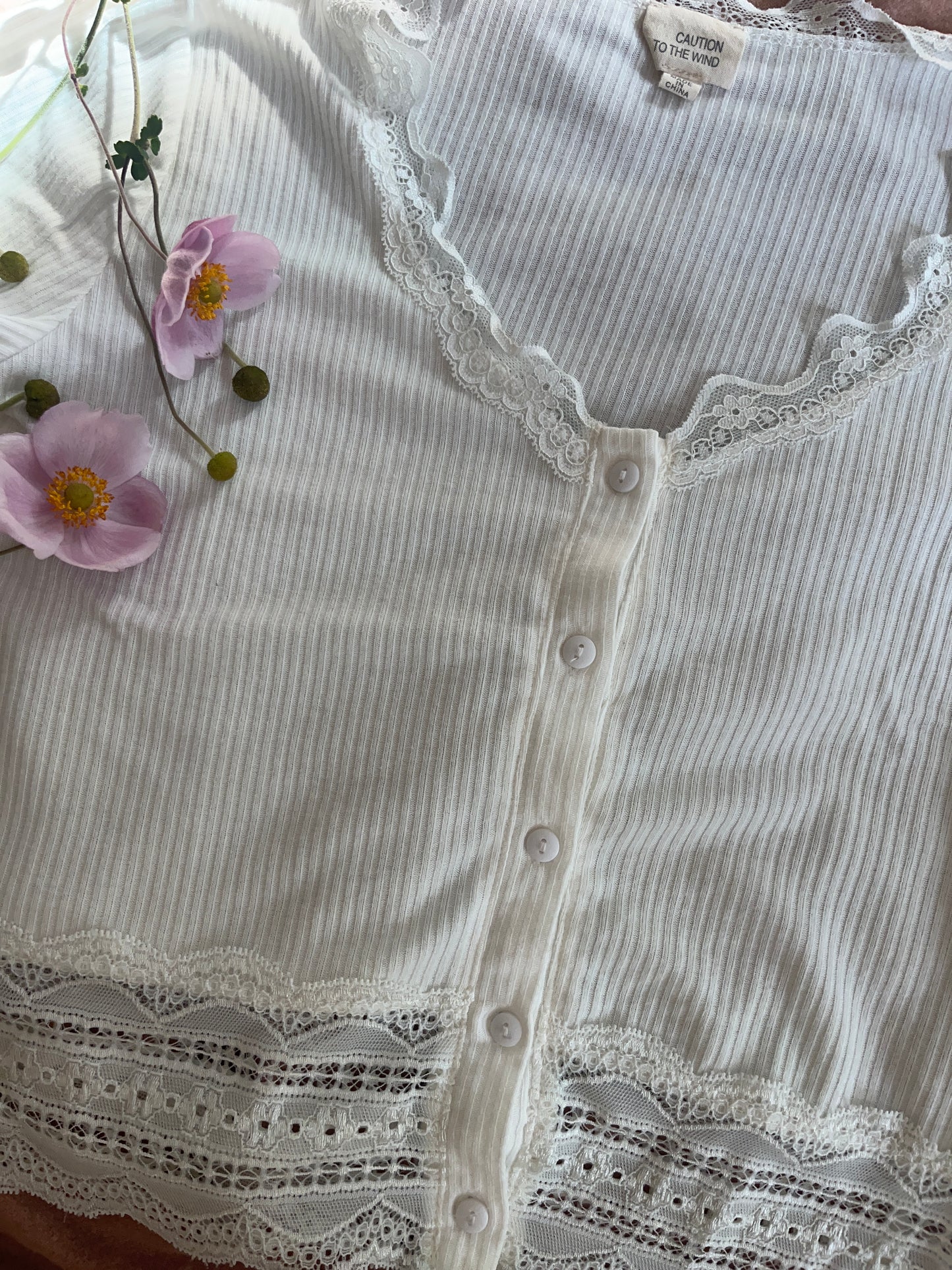Lace button up SIZE large (fits small)
