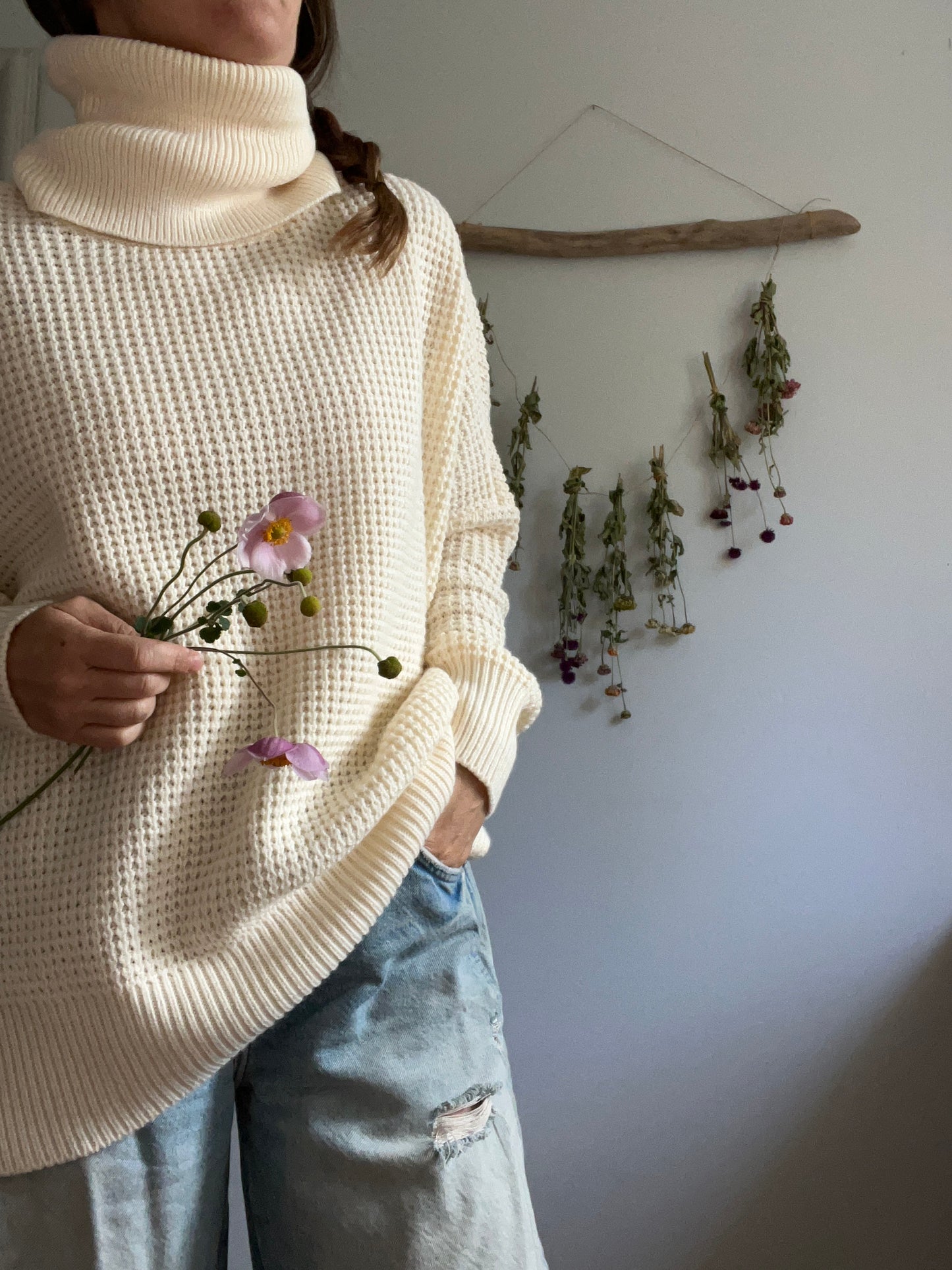 Cowl neck Vero Moda cream sweater SIZE small (larger fit)