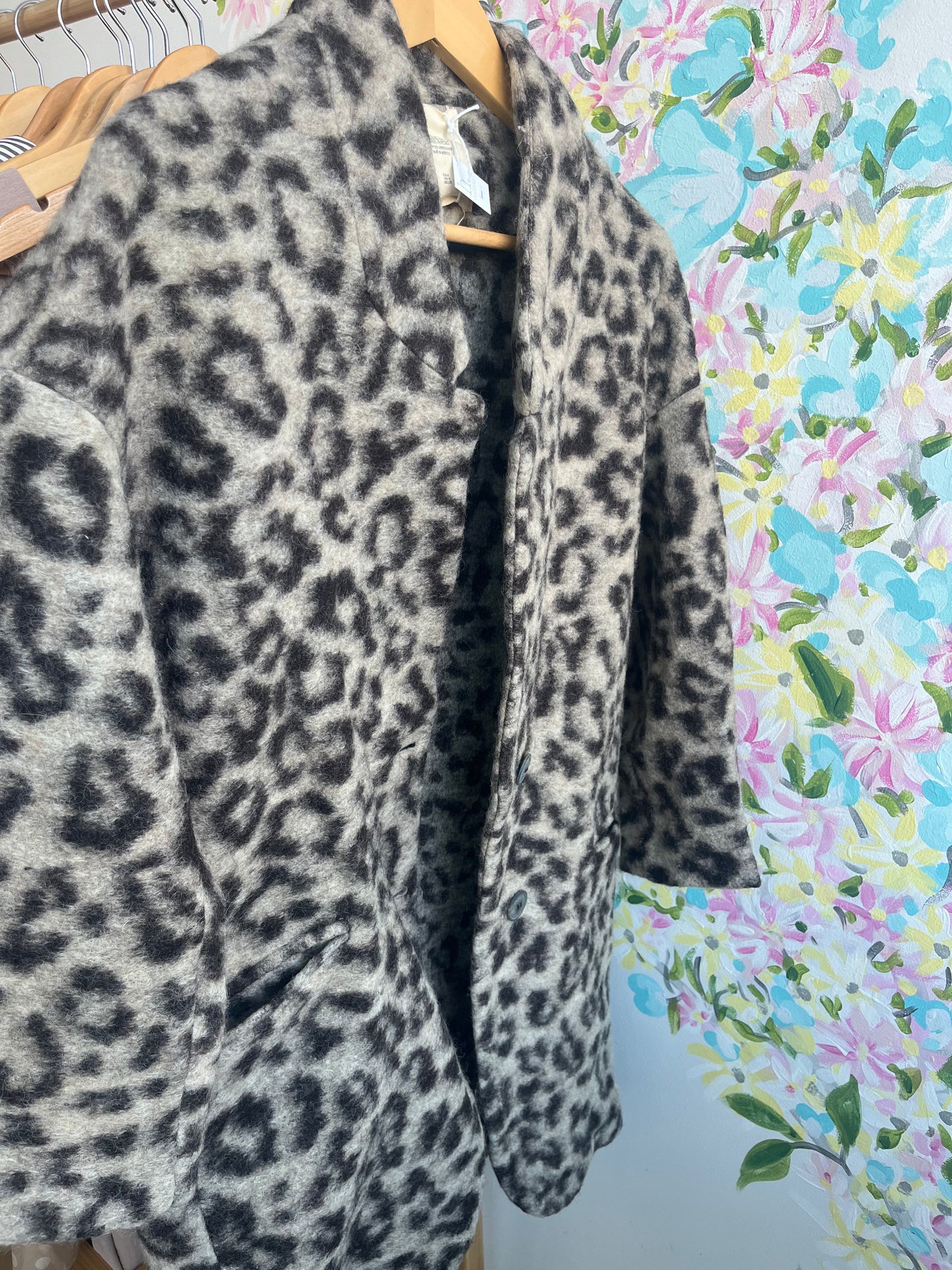 Wool blend animal print Zara Car Coat SIZE medium