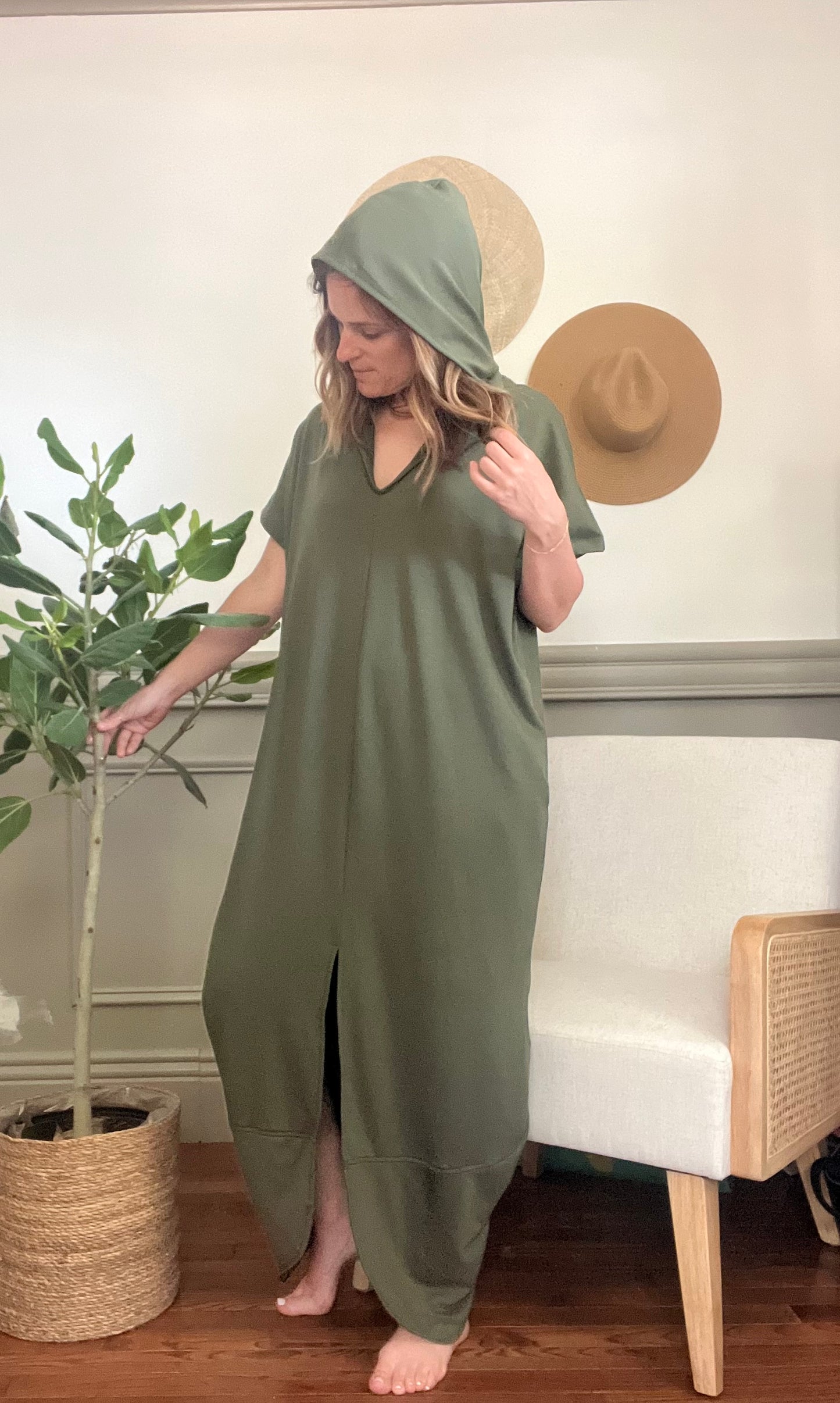 Hooded Green Weekend Dress