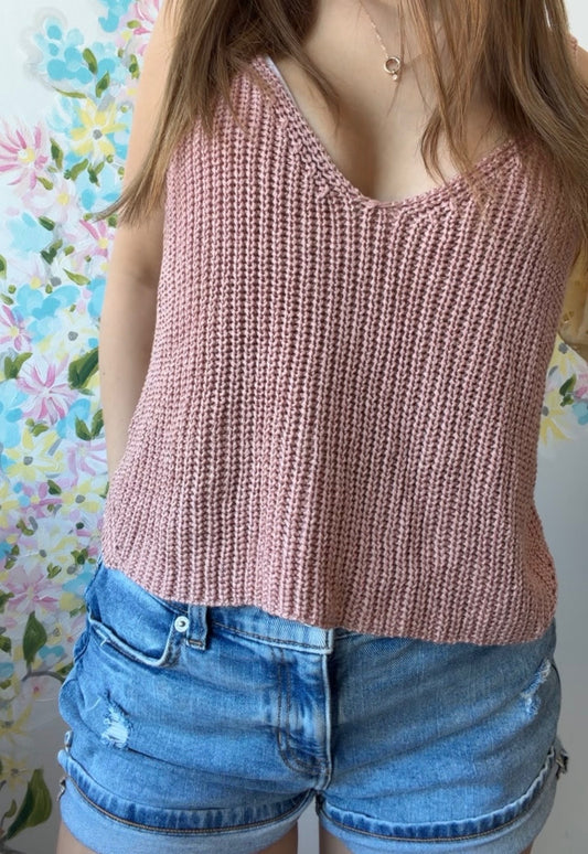 Knit tank in rose SIZE large
