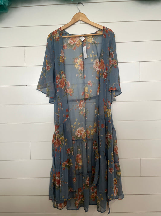 Floral duster with tie ONE SIZE