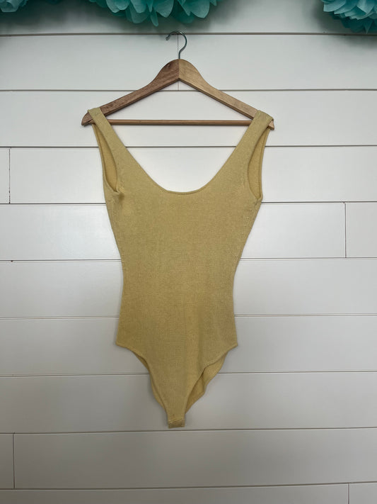 Yellow knit body suit SIZE small