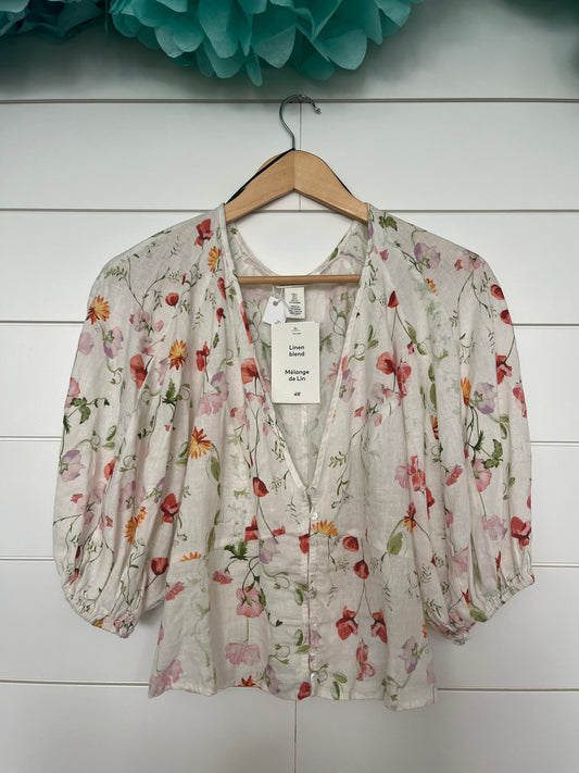 Linen Blend Floral top SIZE small