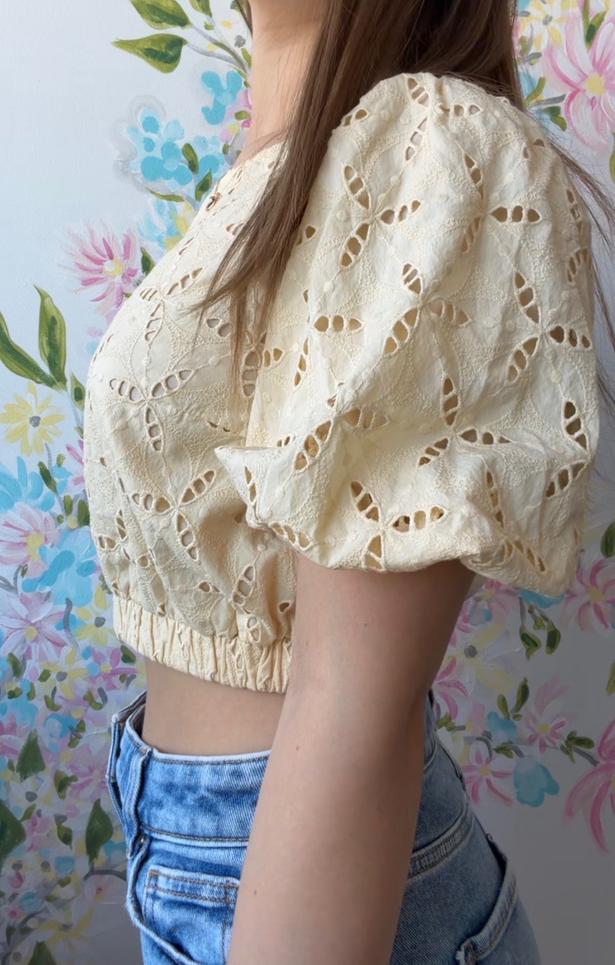 Eyelit butter yellow tie top SIZE 4 US