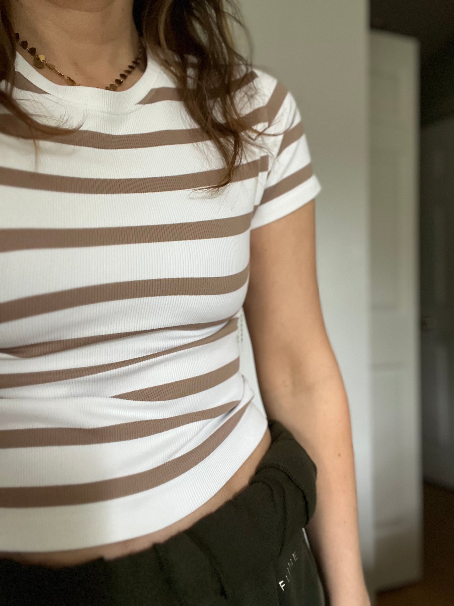 Cropped striped tee SIZE small