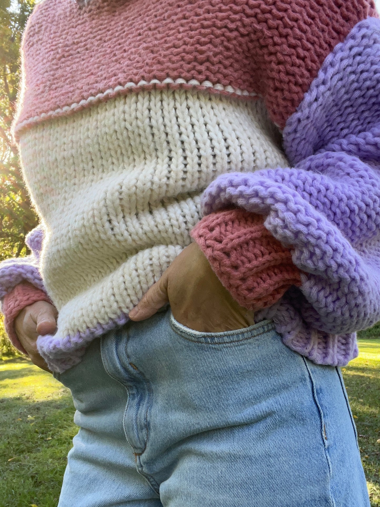 Chunky knit block sweater SIZE XS