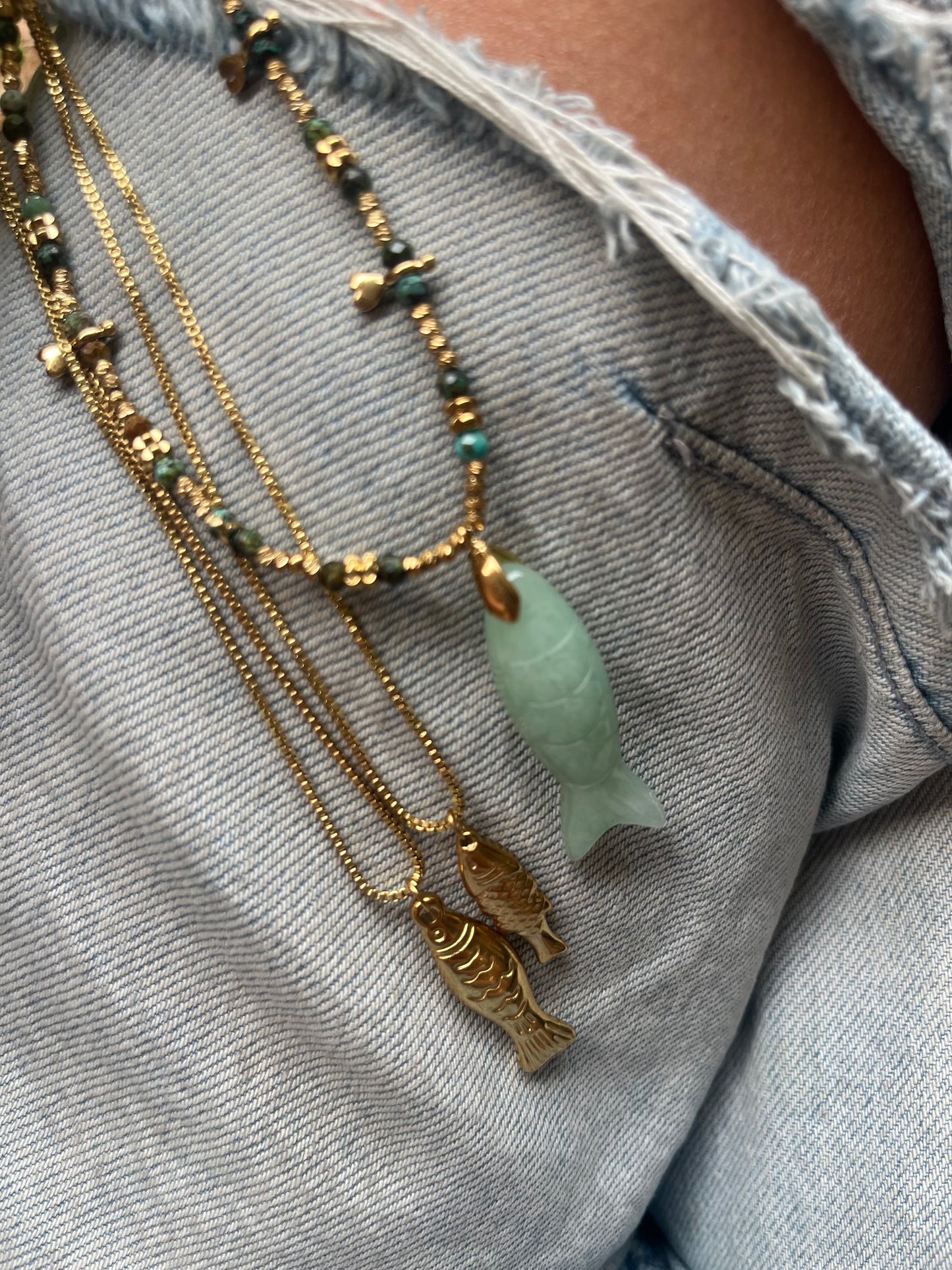 Small gold fish necklace