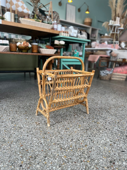 Vintage rattan magazine/newspaper rack