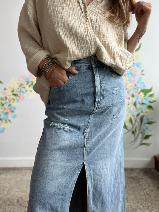 Denim skirt by Ya Ya & Co. NO SIZE fits like a medium