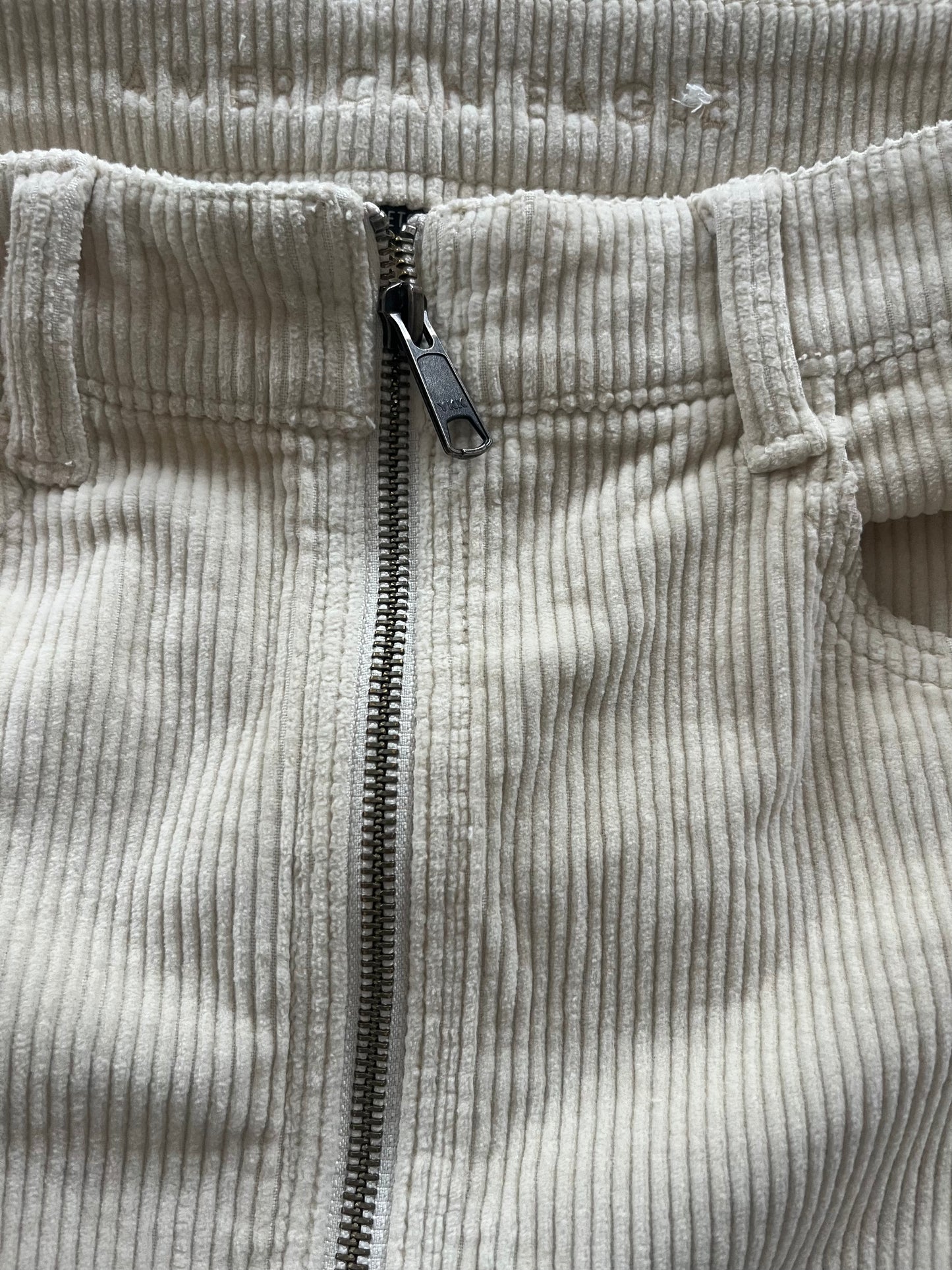 Corduroy cream zipper mini skirt SIZE 6