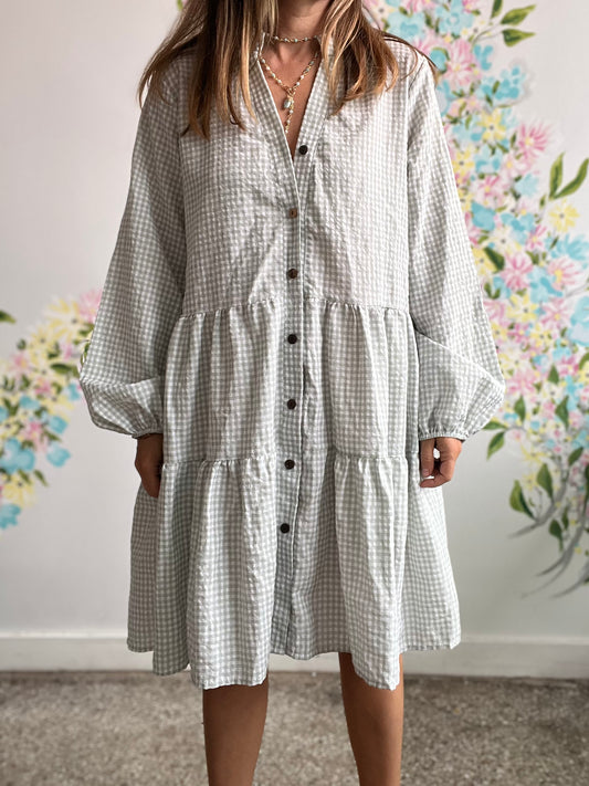 Sage and white checkered dress SIZE large