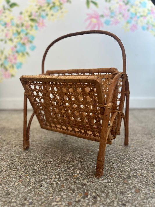 Vintage Rattan magazine holder