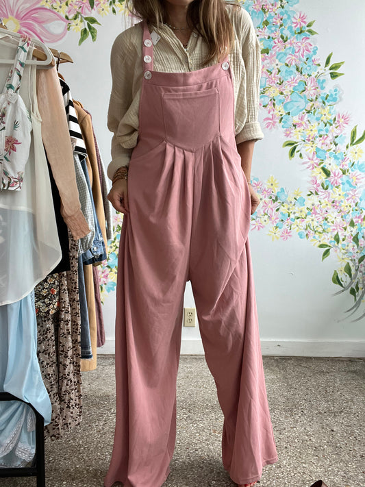 Halara dusty rose adjustable overalls NEW WITH TAGS size SMALL