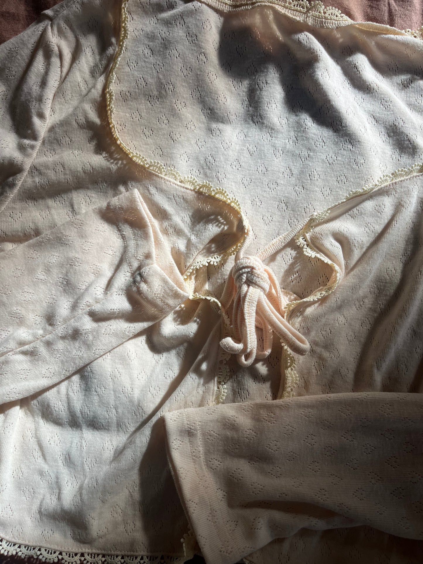 Pale yellow eyelit tie-up shirt NO SIZE fits like a large
