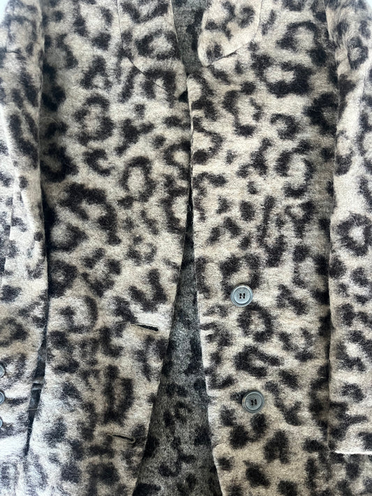 Wool blend animal print Zara Car Coat SIZE medium