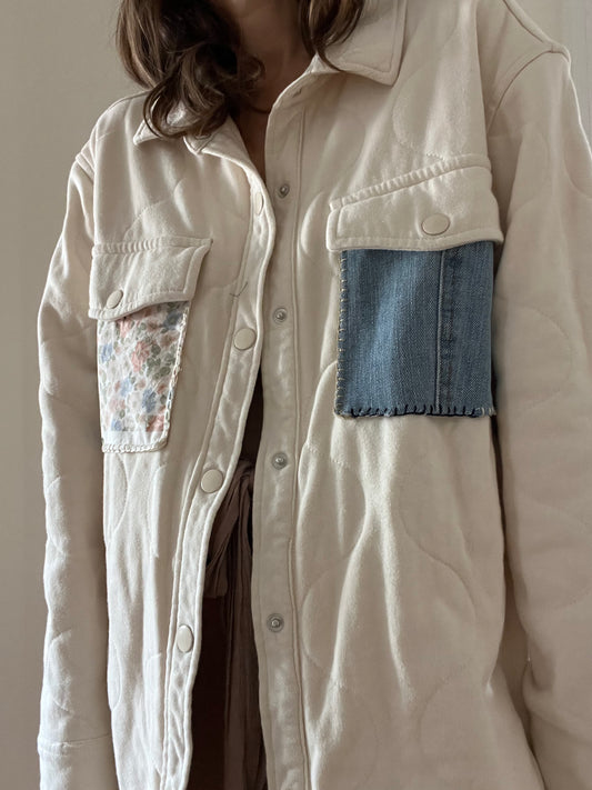 Quilted jacket with hand stitched pockets SIZE large