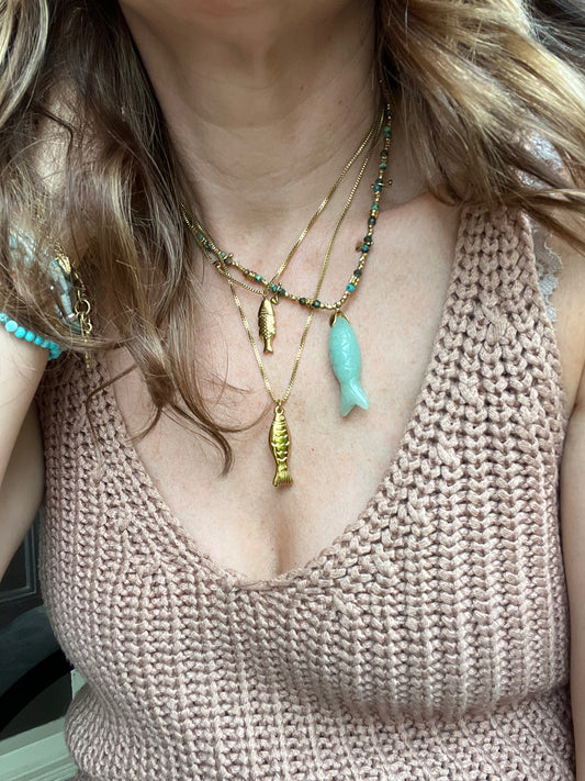 Medium gold fish necklace