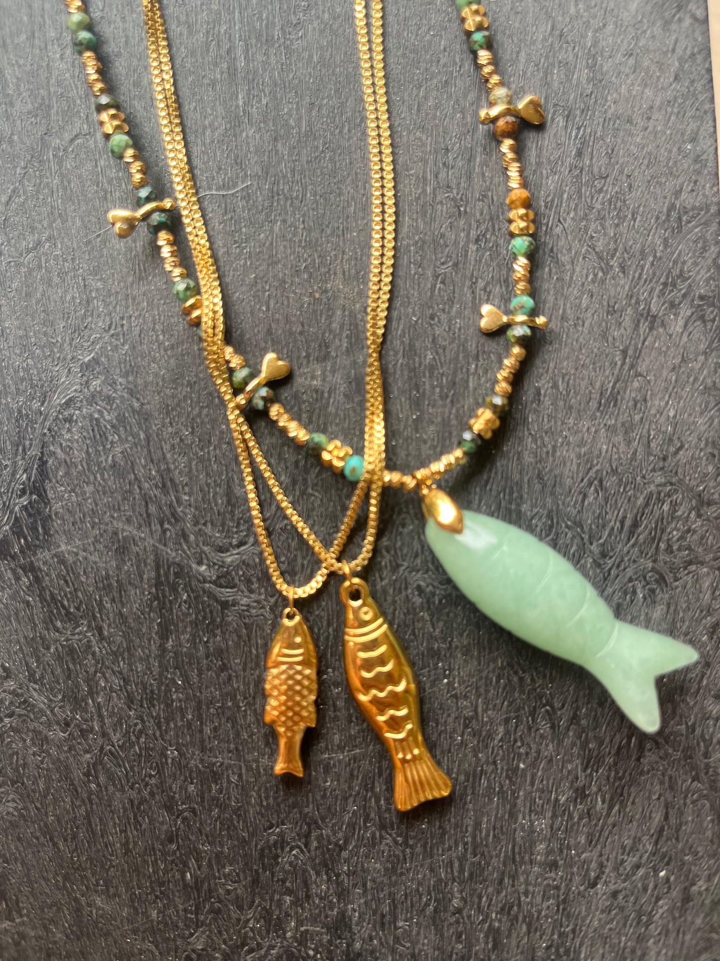 Small gold fish necklace