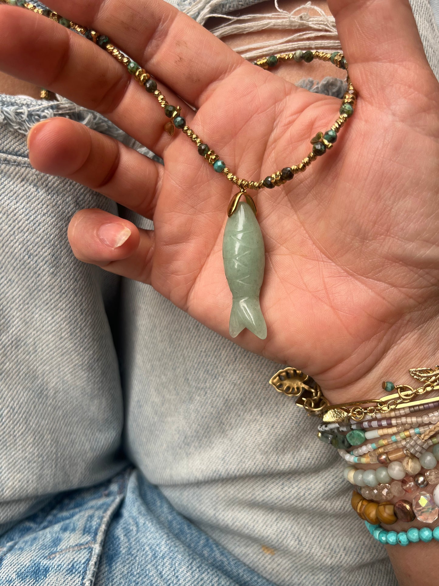 Jade fish necklace